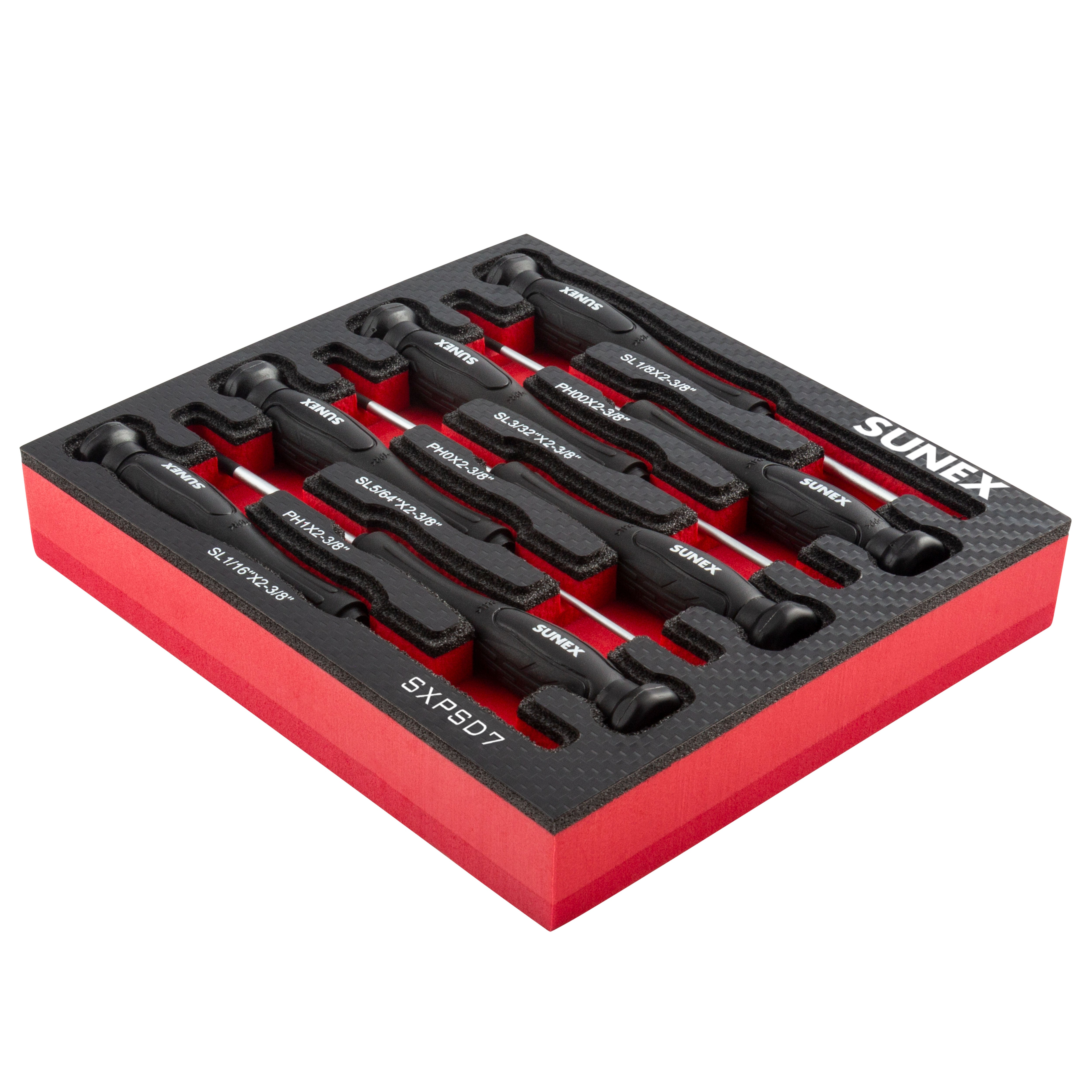Precision Phillips® & Slotted 7 Piece Screwdriver Set in EVA Foam