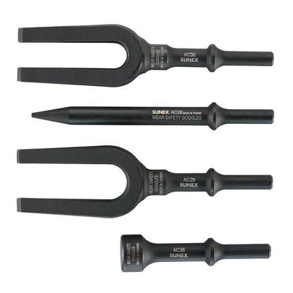 AIR HAMMER CHISEL PNEUMATIC SEPARATOR 4 PIECE SET IN PORTABLE TOOL ROLL