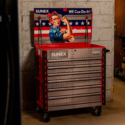 ROSIE THE RIVETER - 39" 6 DRAWER PREMIUM SERVICE CART - RED