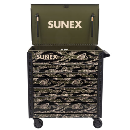 SHADOW TIGER CAMOUFLAGE – 39" 6 DRAWER PREMIUM SERVICE CART – OLIVE DRAB GREEN