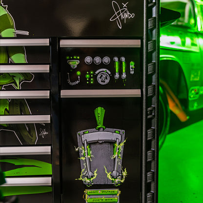 TONY SQUINDO “IT’S ALIVE!!” JUIC’D BOX 50” 7 DRAWER POWERED CART - BLACK