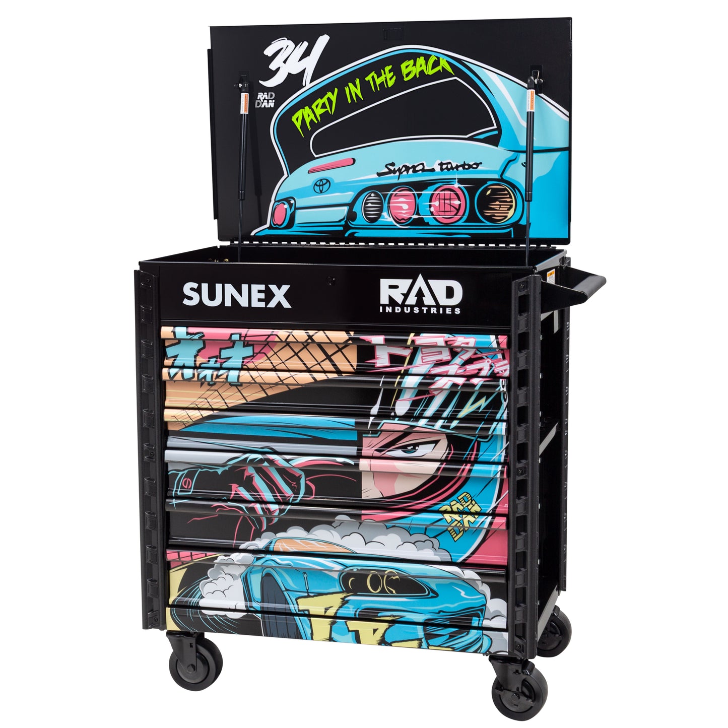 RAD DAN MANGA - 39" 6 DRAWER PREMIUM SERVICE CART – BLACK