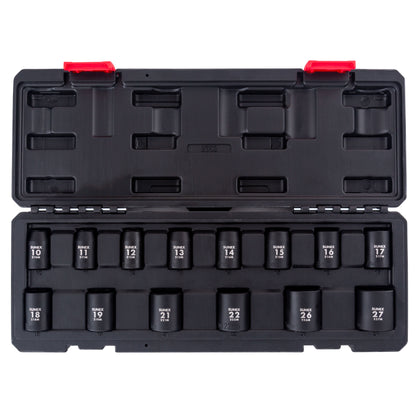 1/2" DRIVE METRIC 6 POINT STANDARD 14-PIECE IMPACT SOCKET SET