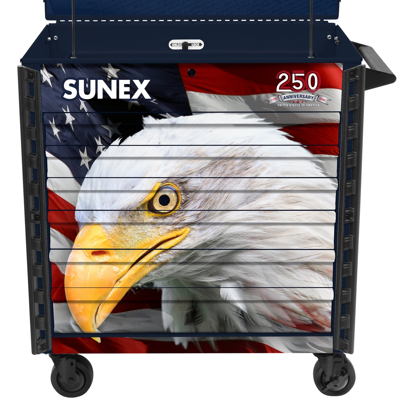 AMERICAN EAGLE 250th – 39" 6 DRAWER PREMIUM SERVICE CART – OLD GLORY BLUE