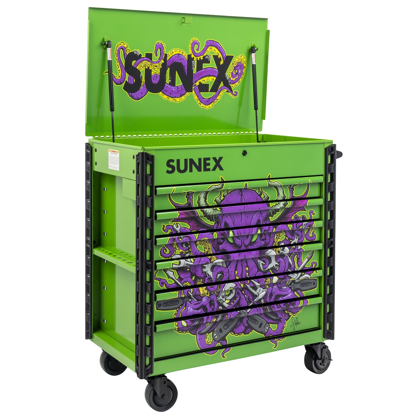 TONY SQUINDO – CTOOLU – 39" 6 DRAWER PREMIUM SERVICE CART – LIME GREEN