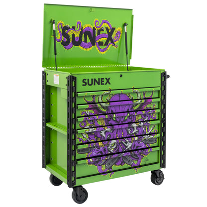 TONY SQUINDO – CTOOLU – 39" 6 DRAWER PREMIUM SERVICE CART – LIME GREEN