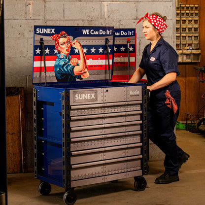 ROSIE THE RIVETER - 39" 6 DRAWER PREMIUM SERVICE CART - RED