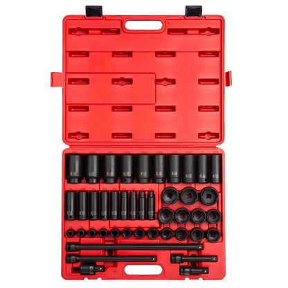 1/2" DRIVE SAE 6 POINT STANDARD & DEEP 43-PIECE MASTER IMPACT SOCKET SET