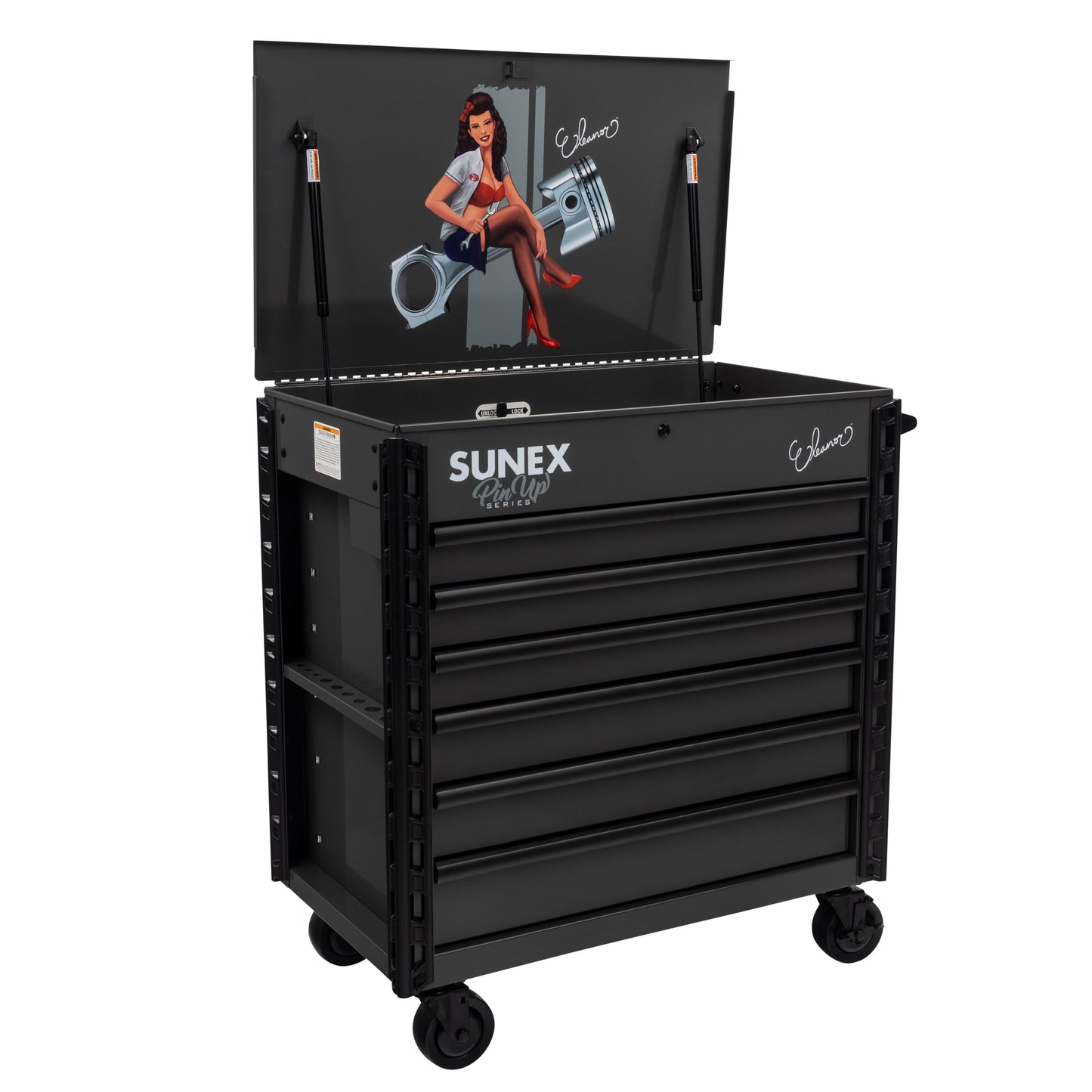 PIN-UP SERIES “ELEANOR” – 39" 6 DRAWER PREMIUM SERVICE CART – SIREN SMOKE