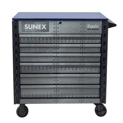 ROSIE THE RIVETER – 39" 6 DRAWER PREMIUM SERVICE CART – BLUE