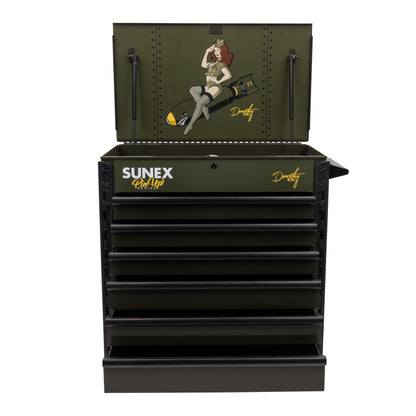 PIN-UP SERIES “DOROTHY” – 39" 6 DRAWER PREMIUM SERVICE CART – VICTORY VIXEN OD GREEN