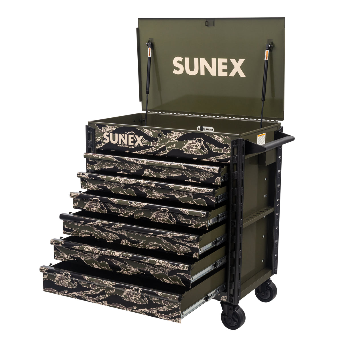 SHADOW TIGER CAMOUFLAGE – 39" 6 DRAWER PREMIUM SERVICE CART – OLIVE DRAB GREEN