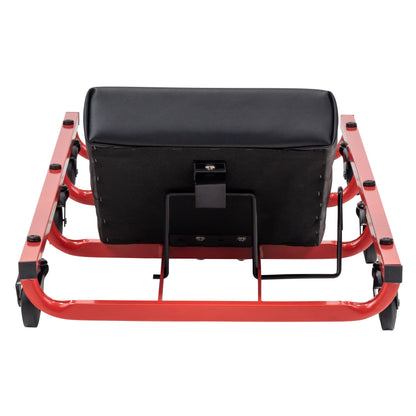 6 CASTER CREEPER WITH ADJUSTABLE HEADREST - BLACK/RED