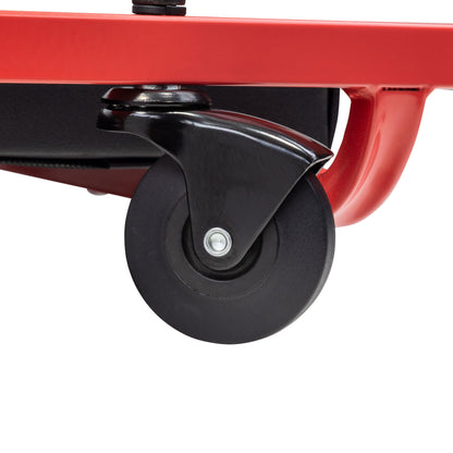 6 CASTER CREEPER WITH ADJUSTABLE HEADREST - BLACK/RED