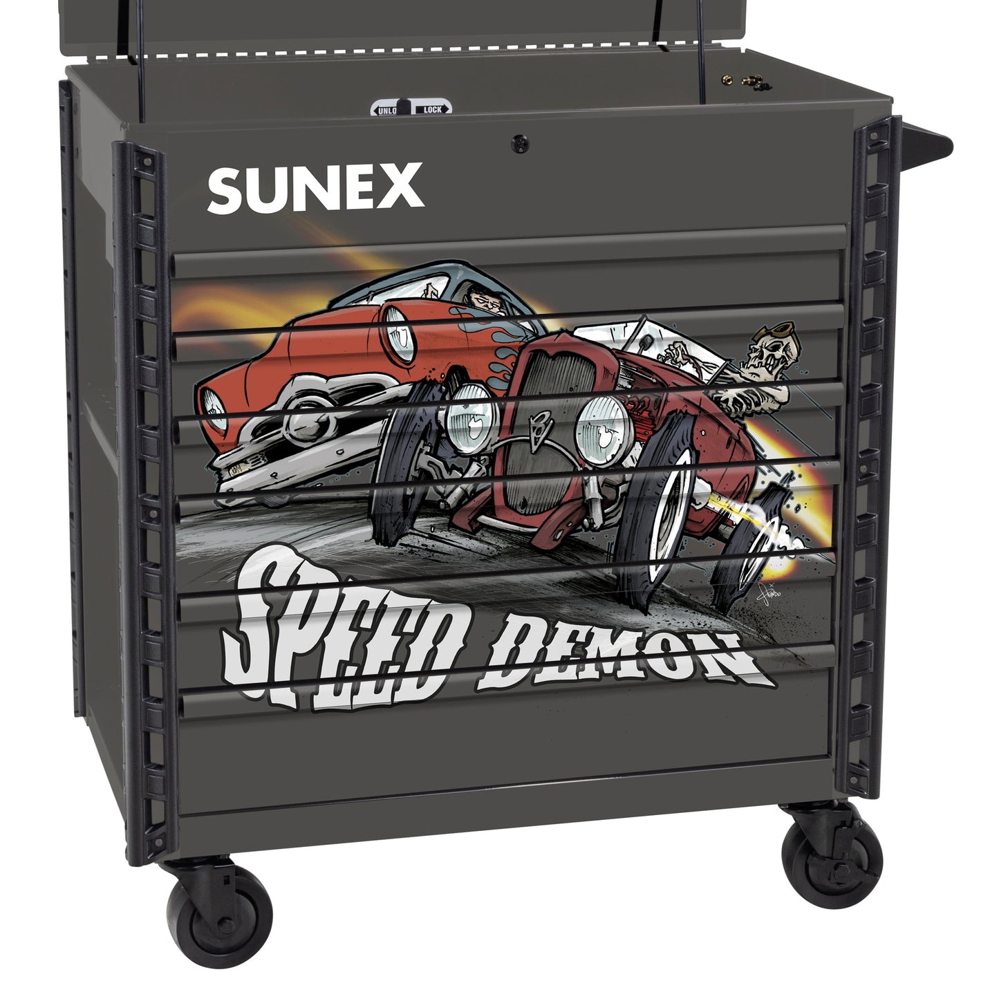 TONY SQUINDO – SPEED DEMON – 39" 6 DRAWER PREMIUM SERVICE CART – GRAY