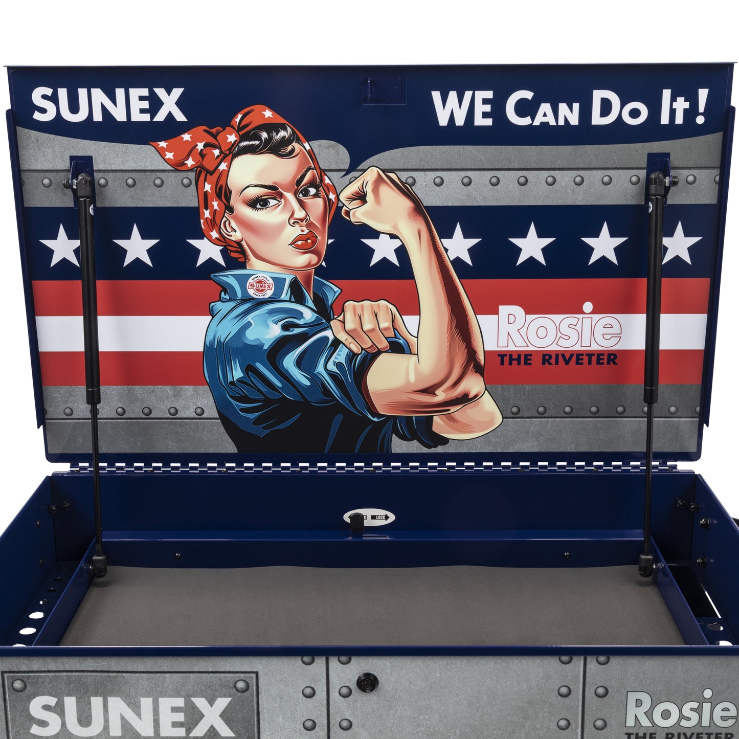 ROSIE THE RIVETER – 39" 6 DRAWER PREMIUM SERVICE CART – BLUE
