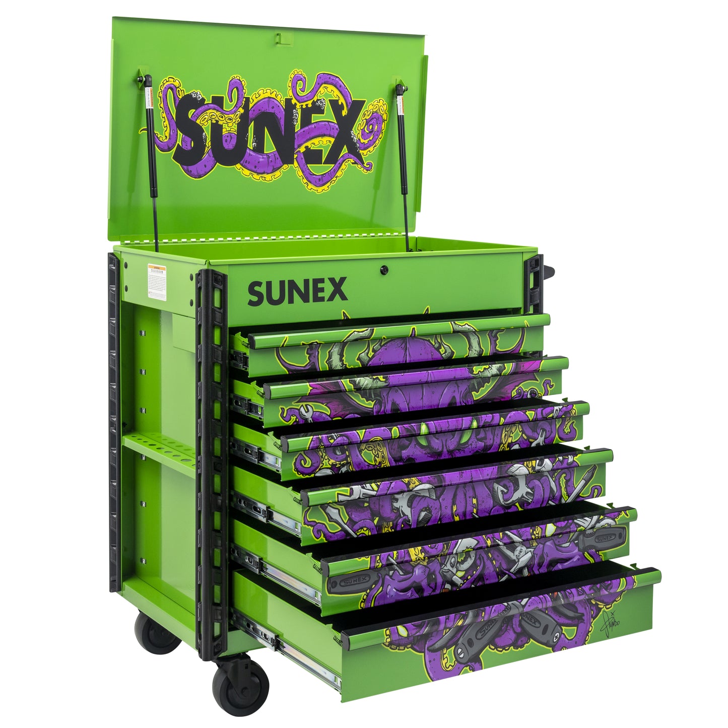 TONY SQUINDO – CTOOLU – 39" 6 DRAWER PREMIUM SERVICE CART – LIME GREEN