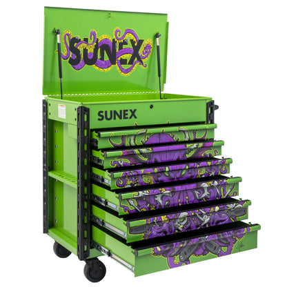 TONY SQUINDO – CTOOLU – 39" 6 DRAWER PREMIUM SERVICE CART – LIME GREEN