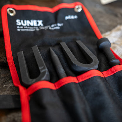 AIR HAMMER CHISEL PNEUMATIC SEPARATOR 4 PIECE SET IN PORTABLE TOOL ROLL