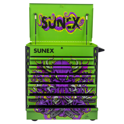 TONY SQUINDO – CTOOLU – 39" 6 DRAWER PREMIUM SERVICE CART – LIME GREEN