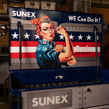 ROSIE THE RIVETER – 39" 6 DRAWER PREMIUM SERVICE CART – BLUE