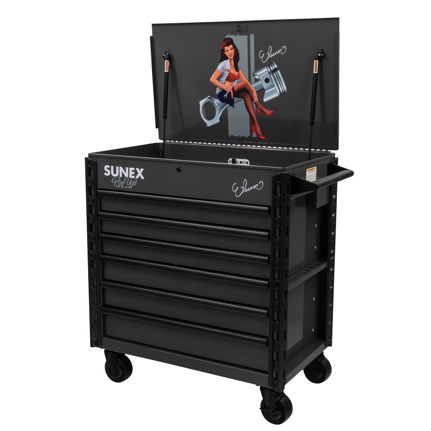 PIN-UP SERIES “ELEANOR” – 39" 6 DRAWER PREMIUM SERVICE CART – SIREN SMOKE