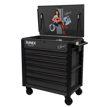 PIN-UP SERIES “ELEANOR” – 39" 6 DRAWER PREMIUM SERVICE CART – SIREN SMOKE