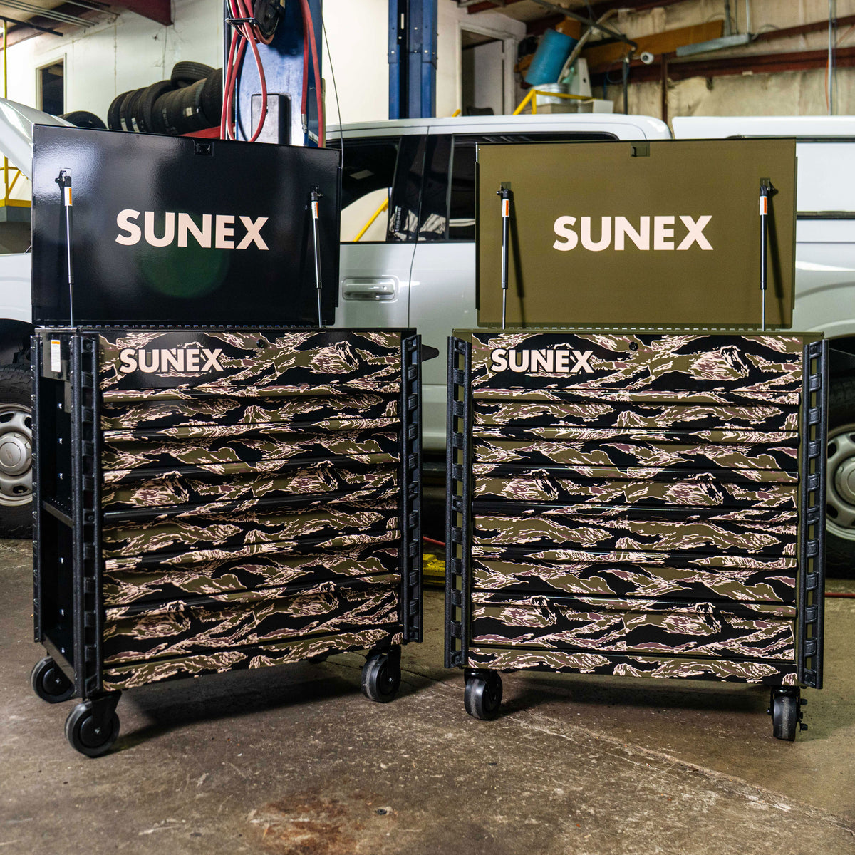 SHADOW TIGER CAMOUFLAGE – 39" 6 DRAWER PREMIUM SERVICE CART – BLACK