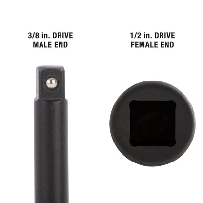 1/2" DRIVE (FEMALE END) TO 3/8" DRIVE (MALE END) 36" IMPACT EXTENSION FOR TRANSMISSIONS
