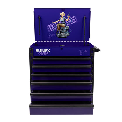 PIN-UP SERIES “BETTY” – 39" 6 DRAWER PREMIUM SERVICE CART – PIN-UP PLUM