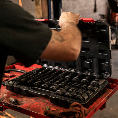 Husky 1/2 In. Drive SAE/Metric 6-Point Impact Socket Set (56-Piece