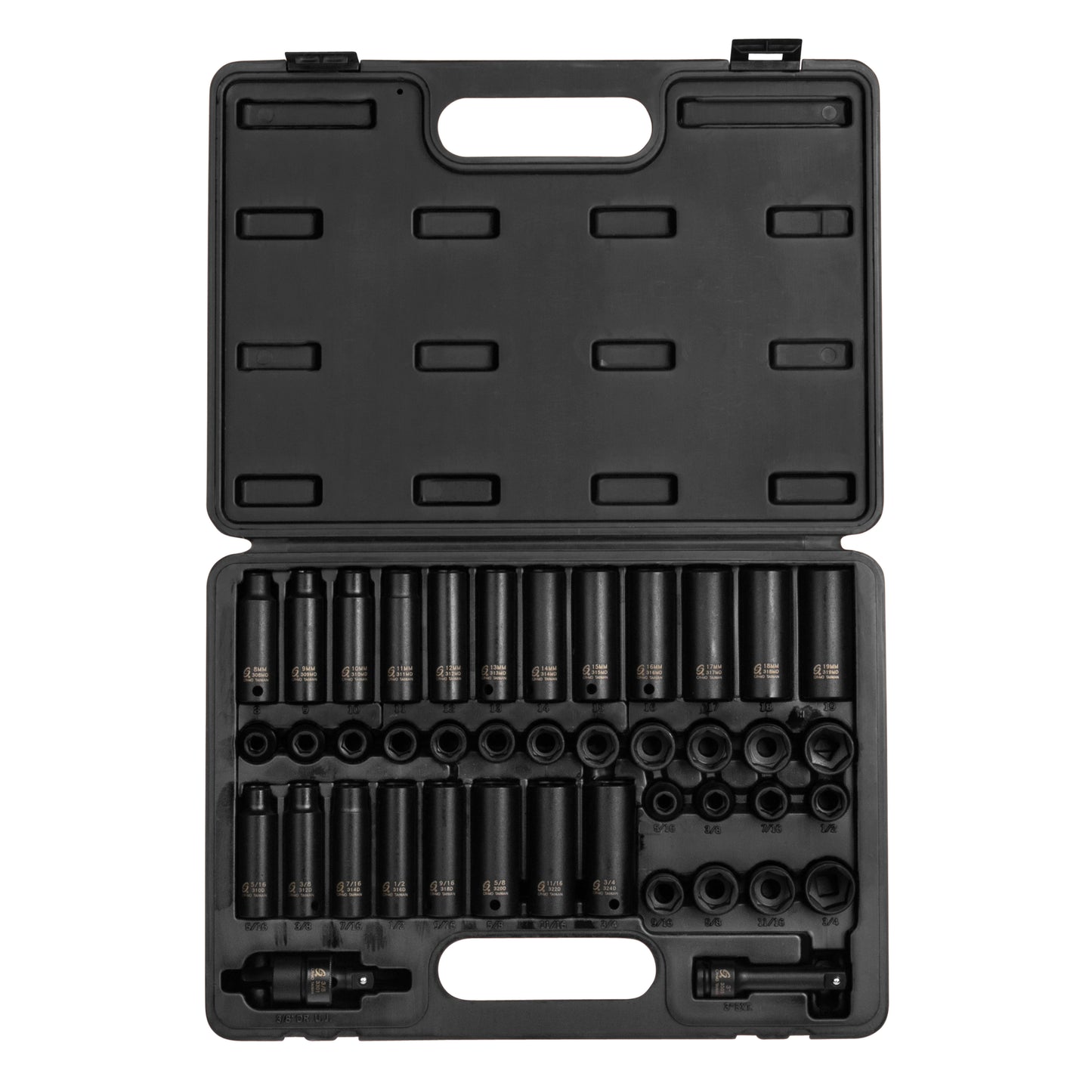 3/8" DRIVE SAE & METRIC 6 POINT STANDARD & DEEP 42-PIECE MASTER IMPACT SOCKET SET