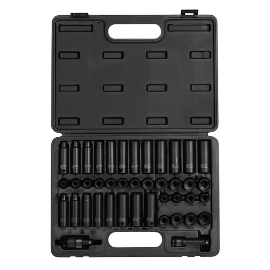 3/8" DRIVE SAE & METRIC 6 POINT STANDARD & DEEP 42-PIECE MASTER IMPACT SOCKET SET