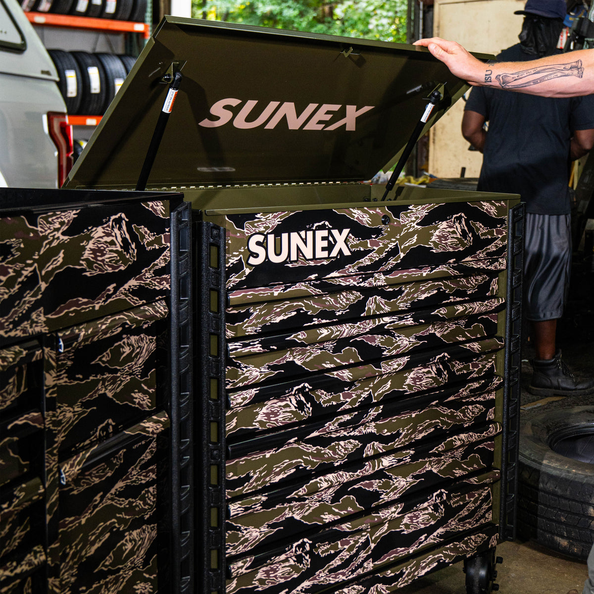 SHADOW TIGER CAMOUFLAGE – 39" 6 DRAWER PREMIUM SERVICE CART – OLIVE DRAB GREEN