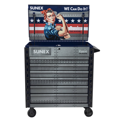 ROSIE THE RIVETER – 39" 6 DRAWER PREMIUM SERVICE CART – BLUE