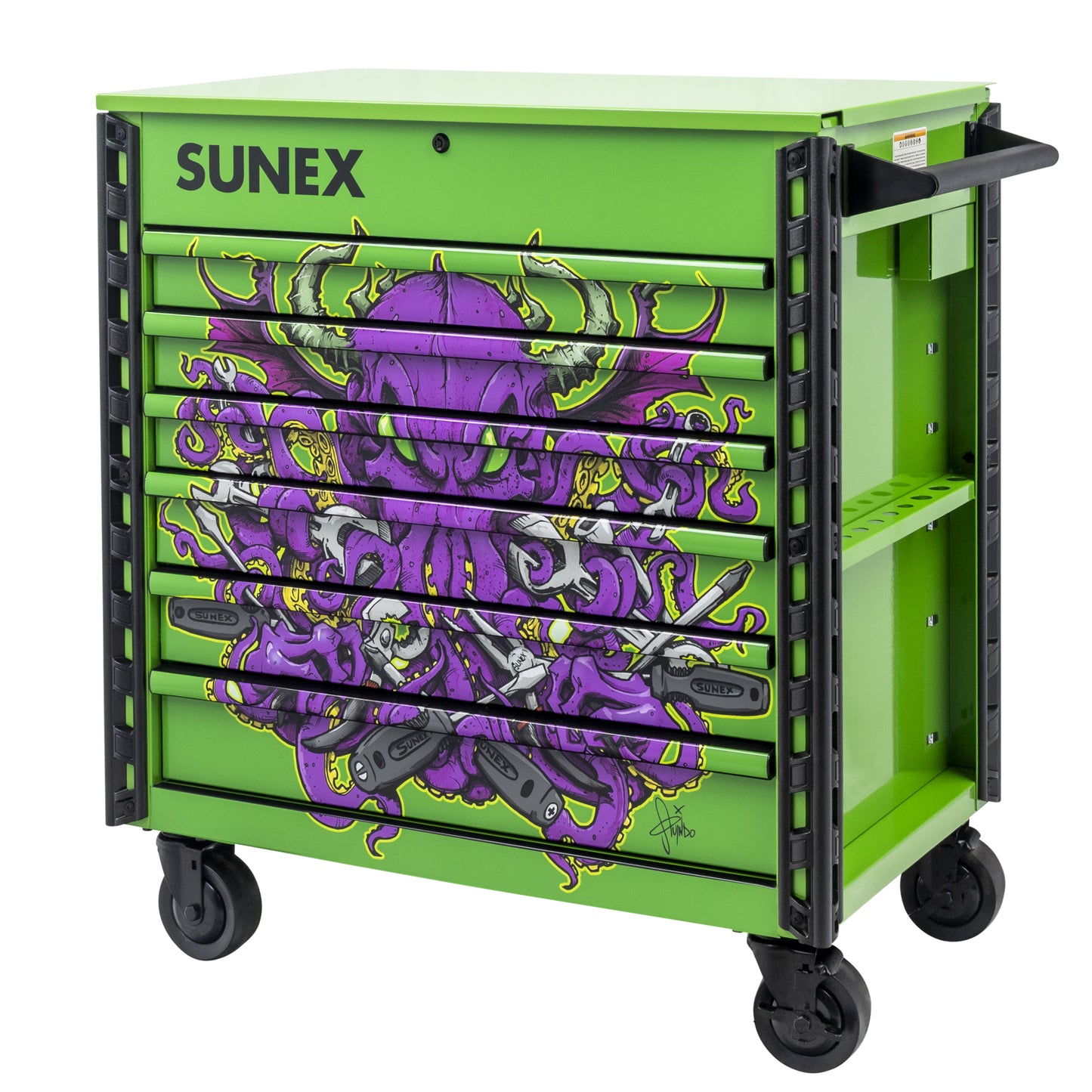 TONY SQUINDO – CTOOLU – 39" 6 DRAWER PREMIUM SERVICE CART – LIME GREEN
