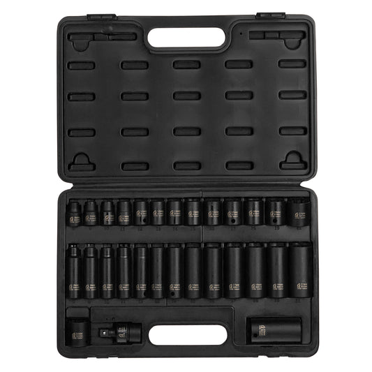 3/8" DRIVE METRIC 12 POINT STANDARD & DEEP 29-PIECE MASTER IMPACT SOCKET SET