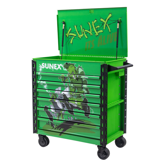 TONY SQUINDO “ITS ALIVE” PREMIUM FULL DRAWER SERVICE CART - LIME GREEN