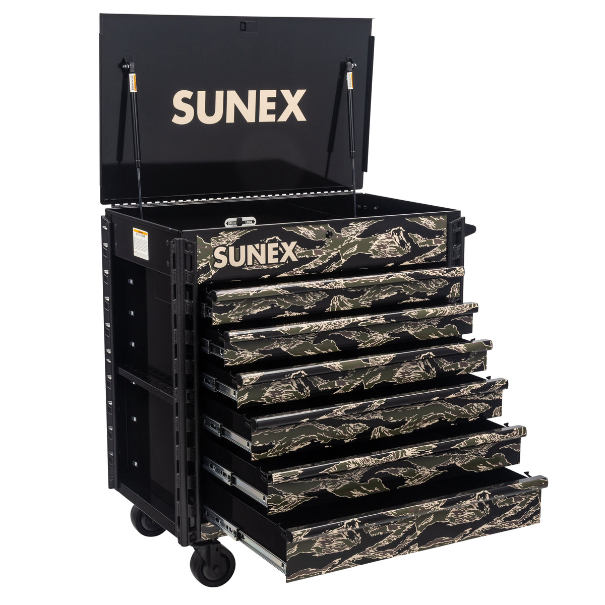 SHADOW TIGER CAMOUFLAGE – 39" 6 DRAWER PREMIUM SERVICE CART – BLACK
