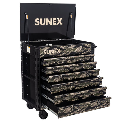 SHADOW TIGER CAMOUFLAGE – 39" 6 DRAWER PREMIUM SERVICE CART – BLACK