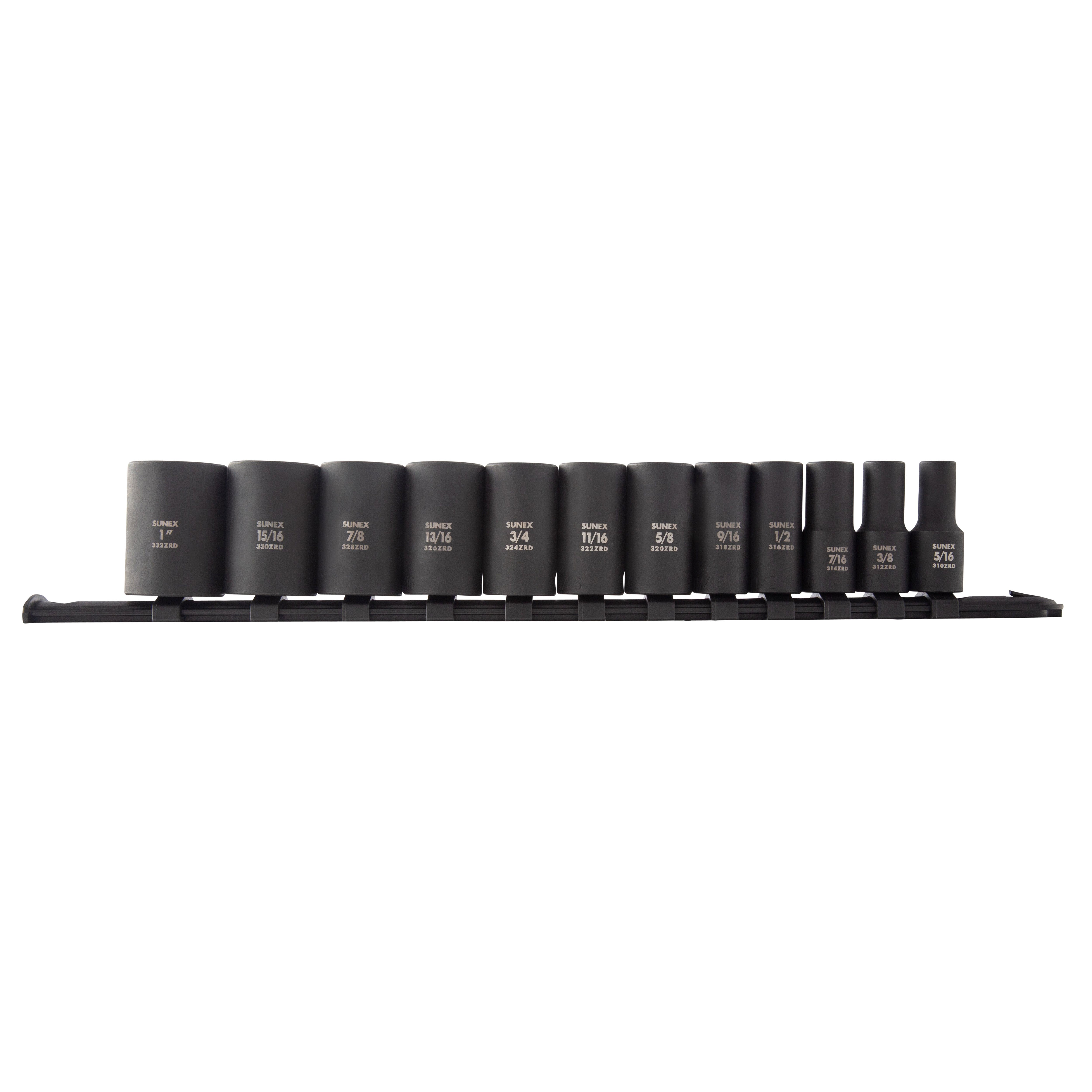 3/8" Drive SAE 12 Point Mid-Depth 12-Piece Impact Socket Set – SUNEX Tools