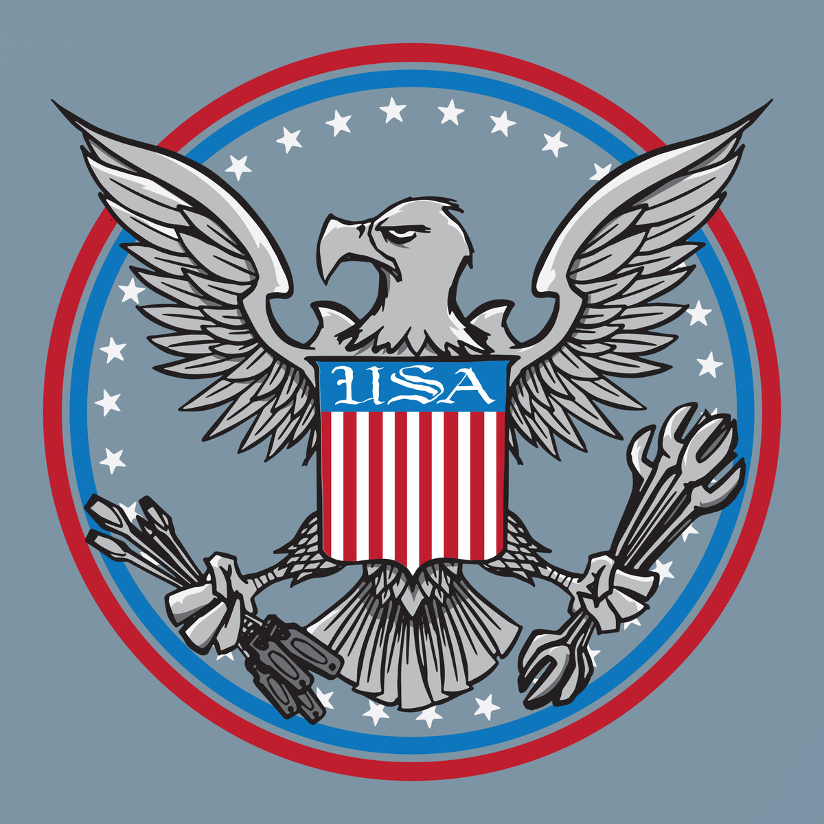 TONY SQUINDO – EAGLE OF THE REPUBLIC OF REPAIR – 39" 6 DRAWER PREMIUM SERVICE CART – BLUE STEEL