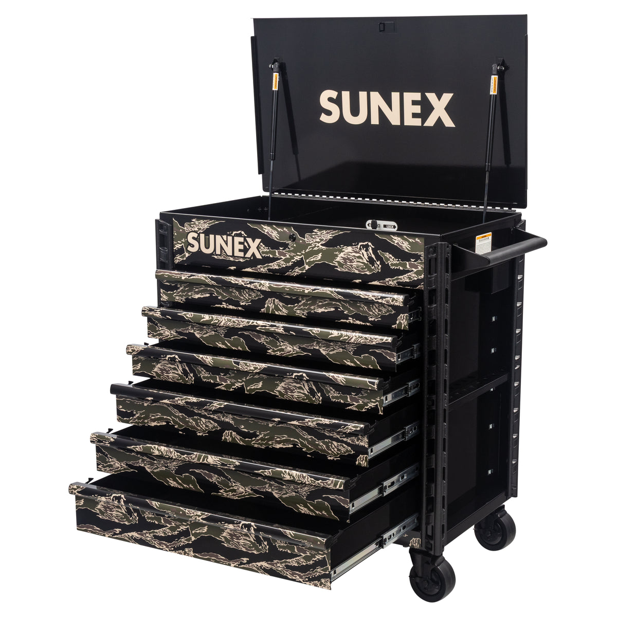 SHADOW TIGER CAMOUFLAGE – 39" 6 DRAWER PREMIUM SERVICE CART – BLACK