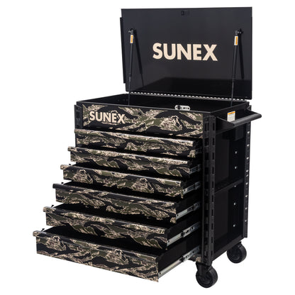 SHADOW TIGER CAMOUFLAGE – 39" 6 DRAWER PREMIUM SERVICE CART – BLACK