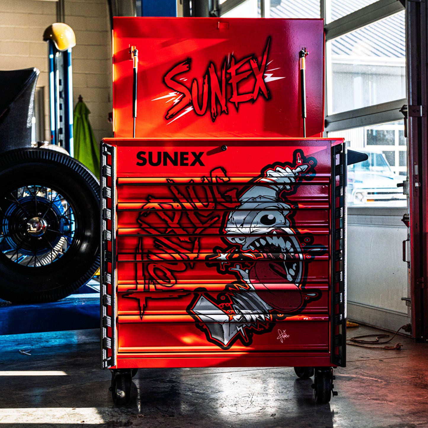 TONY SQUINDO “FOUL PLUG” PREMIUM FULL DRAWER SERVICE CART - RED