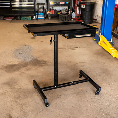 DELUXE ADJUSTABLE WORK TABLE WITH DRAWER - BLACK
