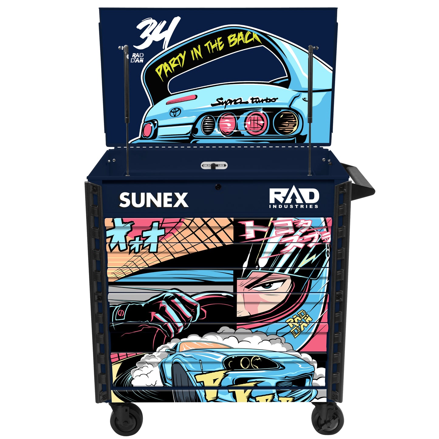RAD DAN MANGA - 39" 6 DRAWER PREMIUM SERVICE CART – BLUE