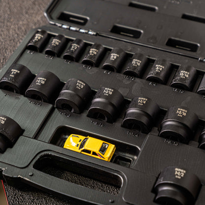 1/2" DRIVE SAE 6 POINT STANDARD 19-PIECE IMPACT SOCKET SET