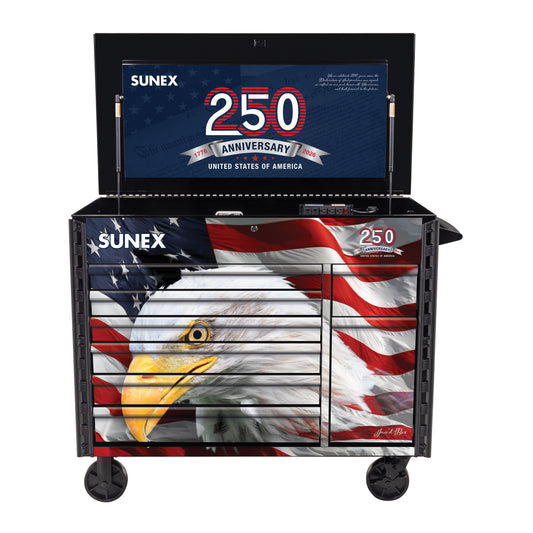 AMERICAN EAGLE 250th - JUIC’D BOX 50" 7 DRAWER POWERED CART – BLACK