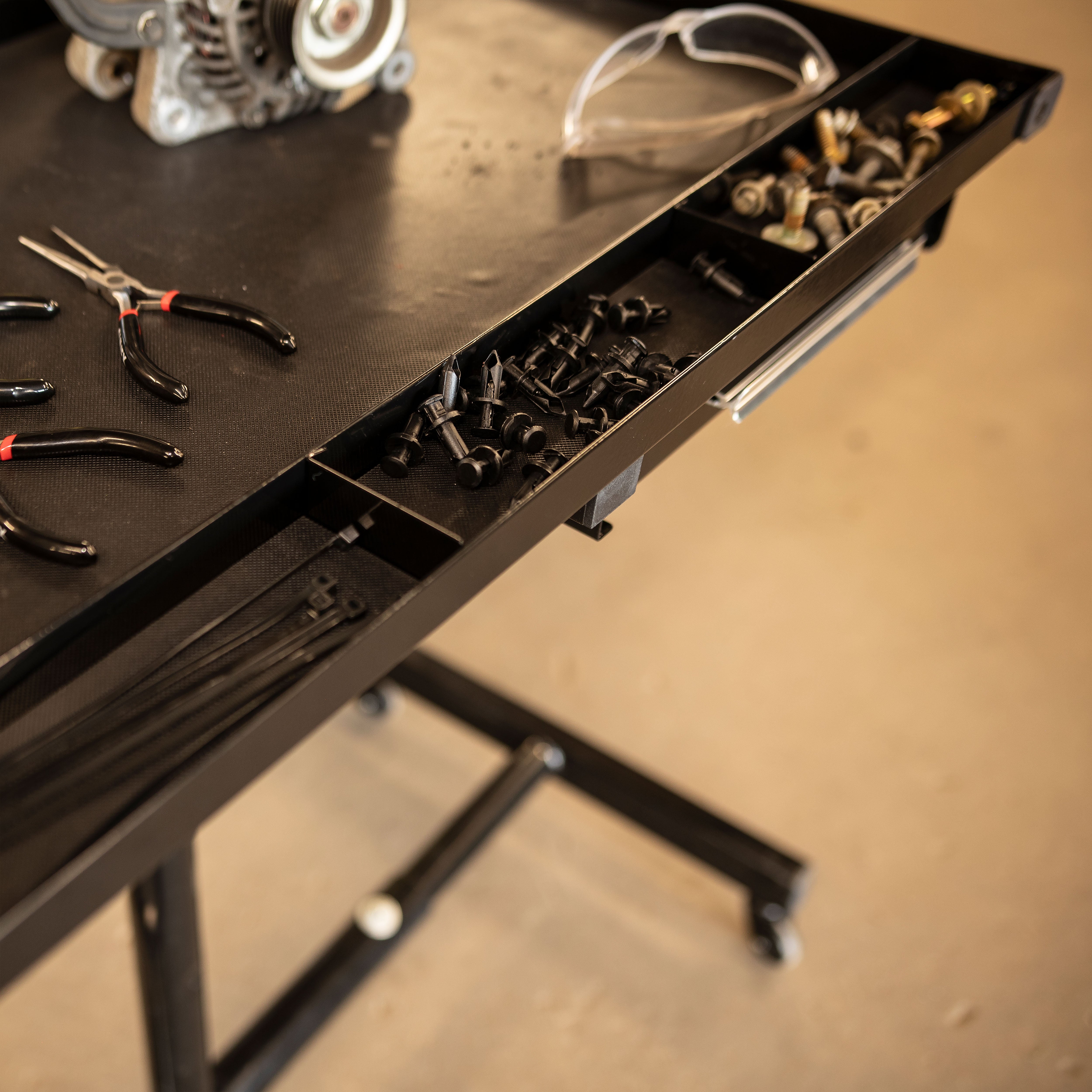 Deluxe Adjustable Work Table with Drawer (Black) – SUNEX Tools